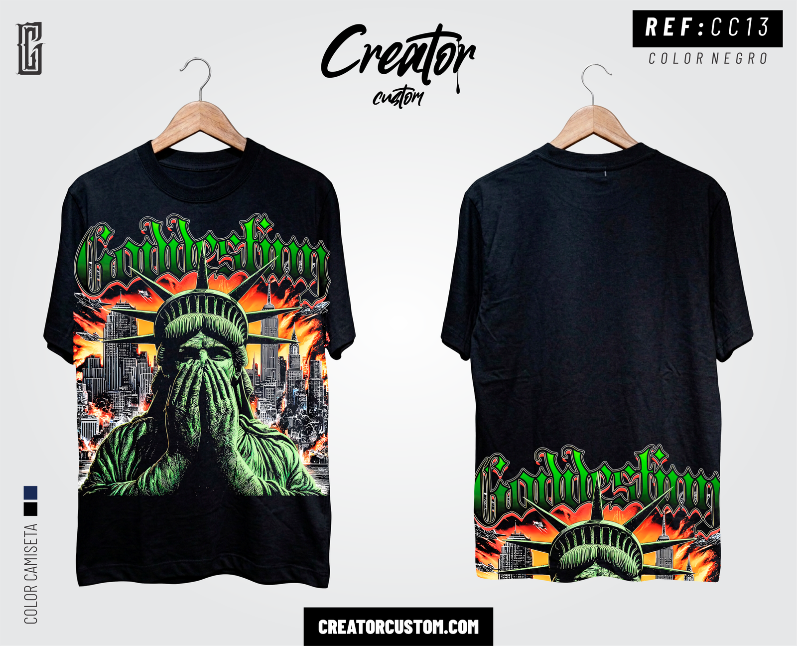 Camiseta Streetwear "Liberty Chaos" β Green Liquid & Lightning