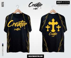 Camiseta Streetwear "Cruz Chrome" – Gold & Liquid Metal