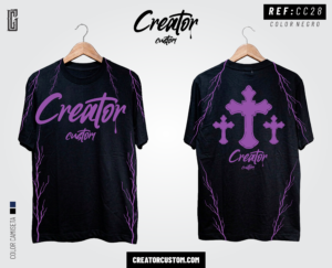 Camiseta Streetwear "Dark Cross" – Purple Chrome & Lightning